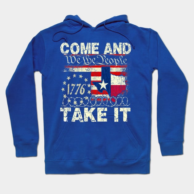 Vintage Come and Take It, Texas Border razor wire Hoodie by WestKnightTees